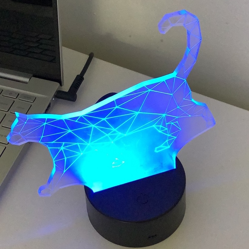 3D Cat Night Light Touch Switch 7 Color Change LED Table Desk Lamp - Picture 3 of 5